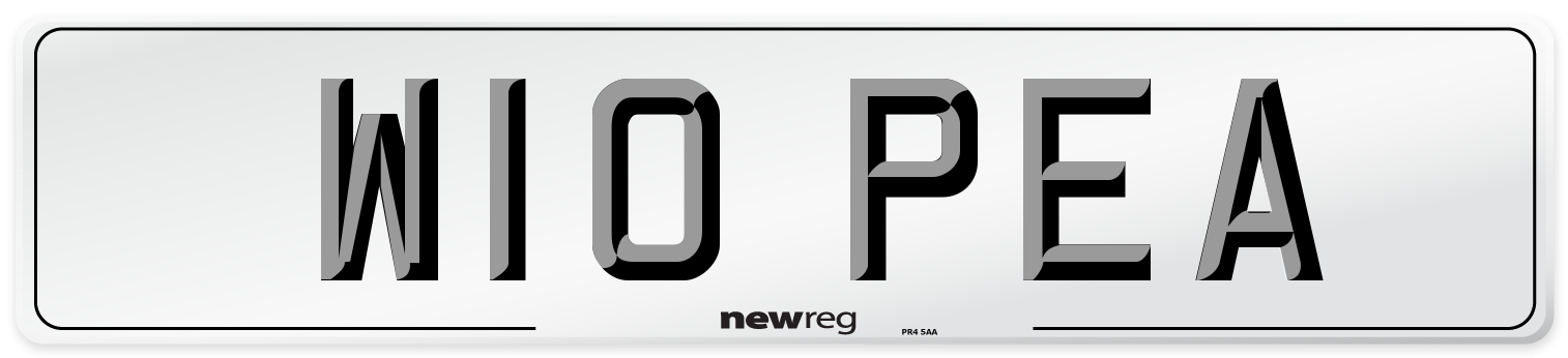 W10 PEA Number Plate from New Reg